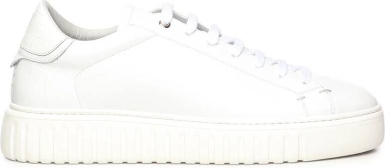 Giuliano Galiano Witte Leren Sneakers Logo Belettering Rubberen Zool - Foto 2
