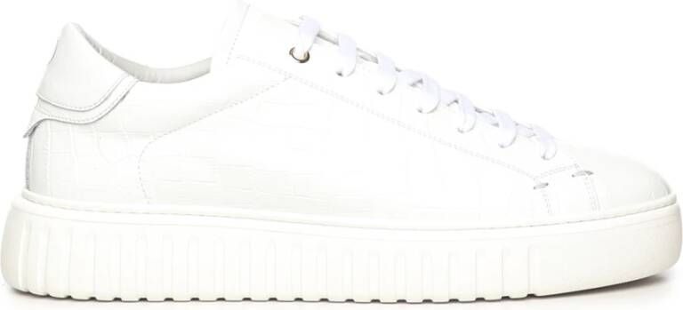 Giuliano Galiano Witte Leren Sneakers Veters Rubberen Zool