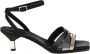 Giuliano Galiano Zwarte leren open teen sandalen - Thumbnail 1