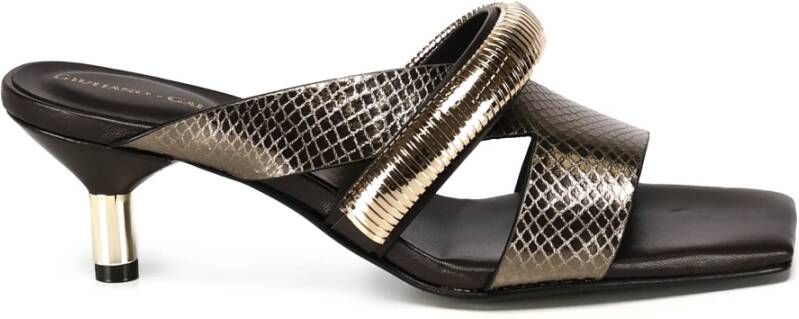 Giuliano Galiano Zwarte Leren Sandalen met Stalen Detail