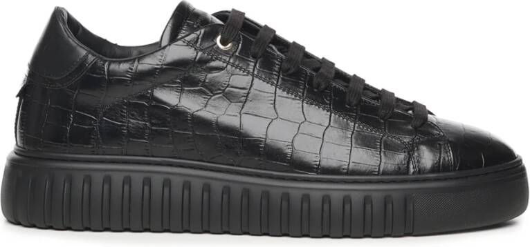 Giuliano Galiano Zwarte Leren Sneakers Veters Rubberen Zool - Foto 2