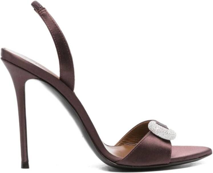 Giuseppe Zanotti Bruin leren stilet sandalen met versierd detail