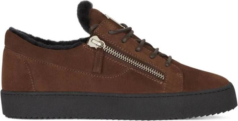 Giuseppe zanotti Bruine Elegante Gesloten Platte Sneakers Brown Heren