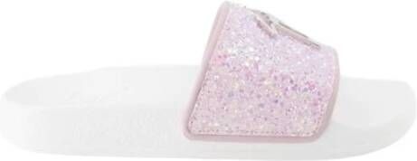 Giuseppe zanotti Glitter Logo Slides Vrouwen Modieus Trendy Pink Dames