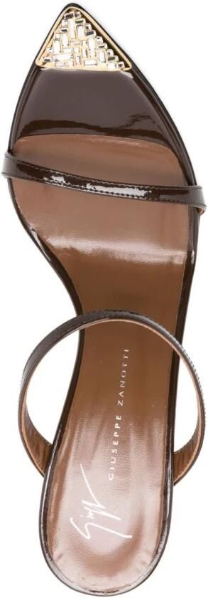 Giuseppe Zanotti Bruin Leren Stiletto Sandalen Dubbele Bandjes