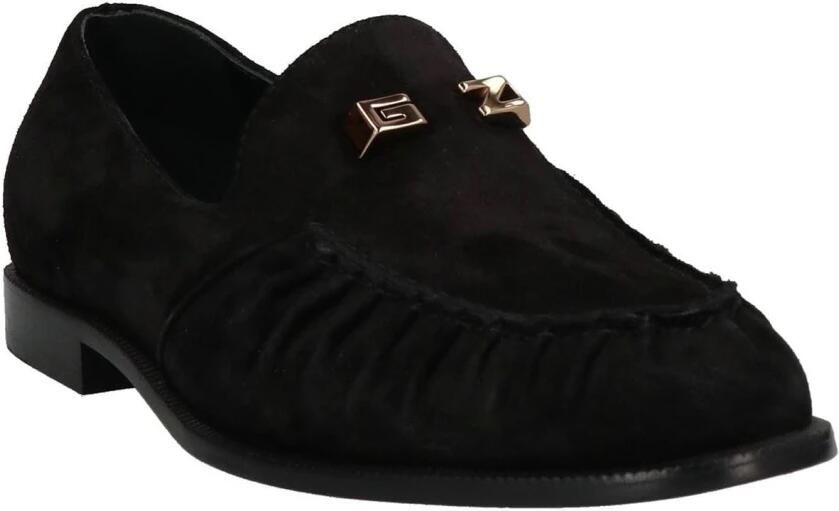 Giuseppe zanotti Leren Loafers met Goudkleurig Logo Black Heren