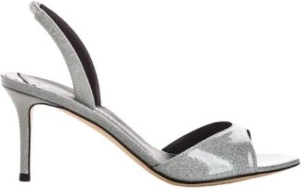 Giuseppe zanotti Glitter Leren Sandalen met Hak Gray Dames