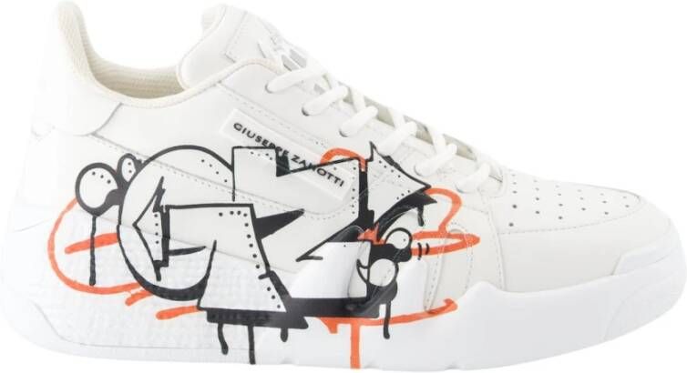 Giuseppe zanotti Graffiti Print Veterschoenen van Leer White Dames