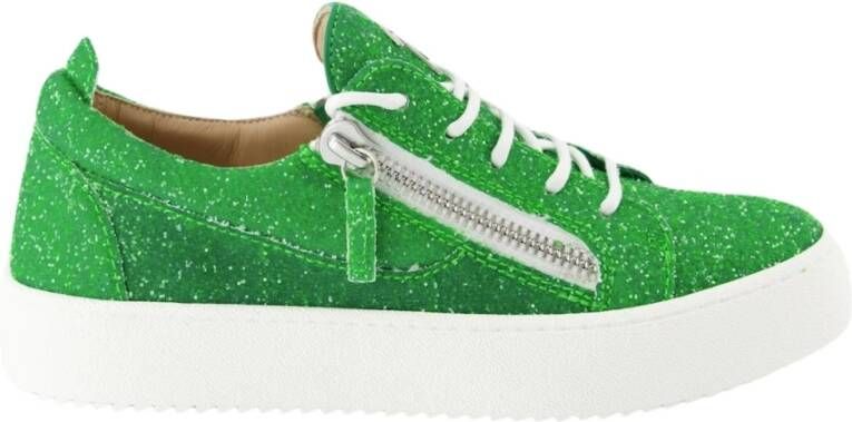 Giuseppe zanotti Groene Glitter Leren Sneakers Green Dames
