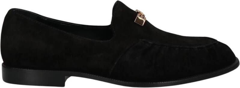 giuseppe zanotti Leren Loafers met Goudkleurig Logo Black Heren