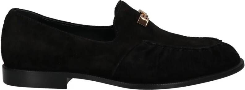 giuseppe zanotti Leren Loafers met Goudkleurig Logo Black Heren