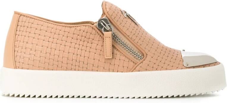 Giuseppe zanotti Leren Logo Loafers Beige Dames