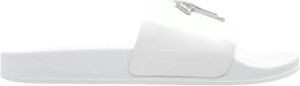 Giuseppe zanotti Leren slippers met logo Wit Heren