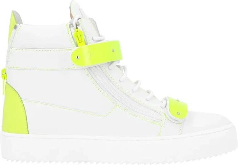 giuseppe zanotti Leren Sneakers met Klittenbandsluiting White Heren