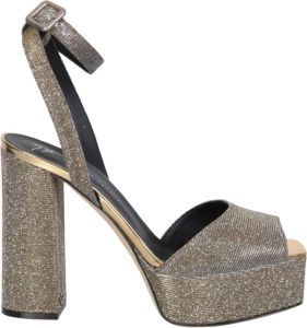 Giuseppe zanotti Metallic Sandalen met Chunky Hakken Grijs Dames