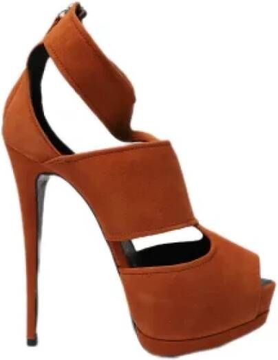 Giuseppe Zanotti Pre-owned Suede heels Orange Dames