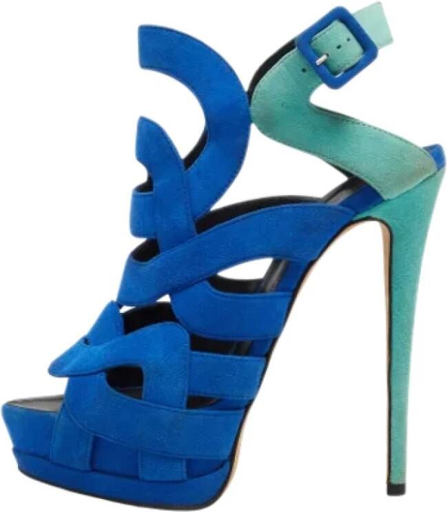 Giuseppe Zanotti Pre-owned Suede sandals Blue Dames