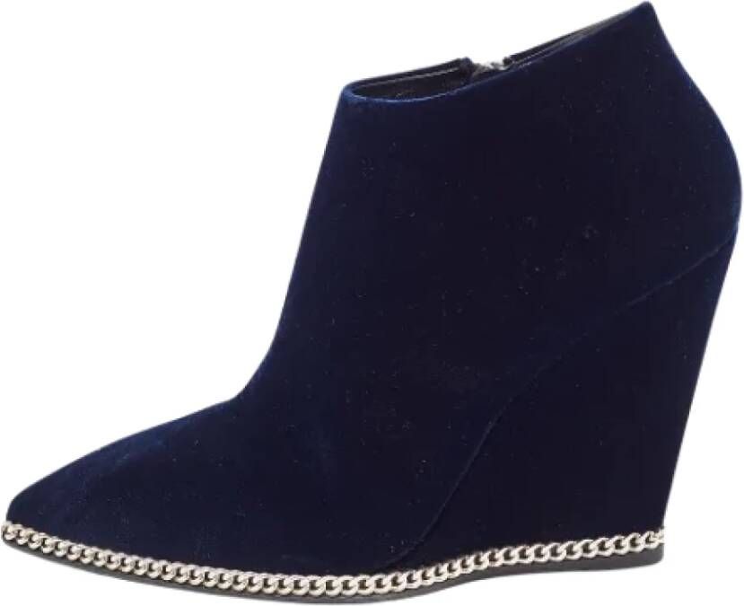 Giuseppe Zanotti Pre-owned Velvet boots Blue Dames