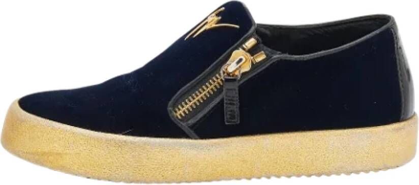 Giuseppe Zanotti Pre-owned Velvet sneakers Blue Dames