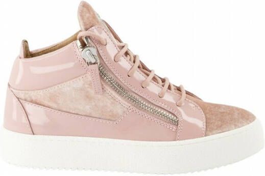 Giuseppe zanotti Hoge-top Suède Sneakers met Metalen Logo Pink Dames