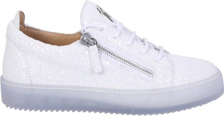 Giuseppe Zanotti Witte Glitter Sneakers Aw23