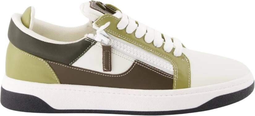 Giuseppe zanotti Witte Leren en Khaki Synthetische Sneakers Green Heren