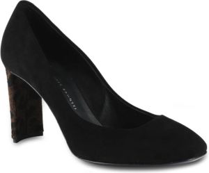 Giuseppe zanotti Womans pumps shoes in suede leather with leopard-print heel Zwart Dames