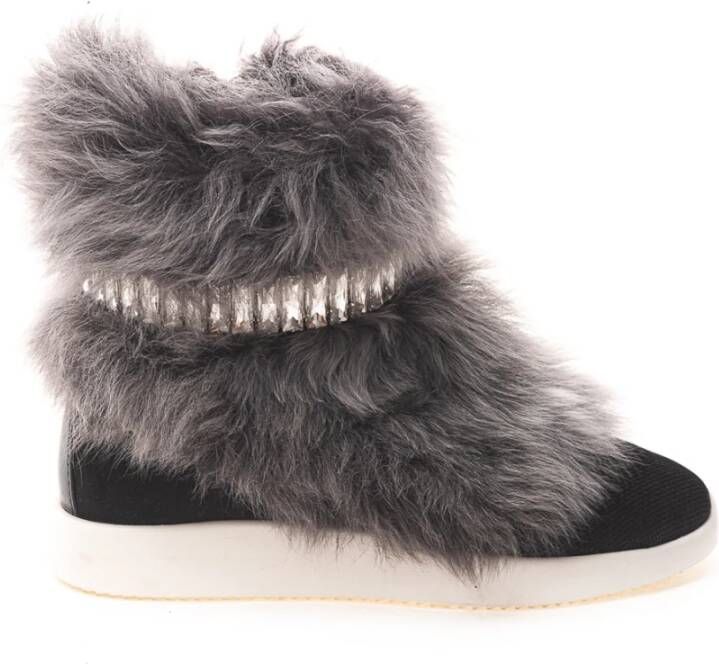 Giuseppe zanotti Zwarte Bont en Kristal Sneaker Black Dames
