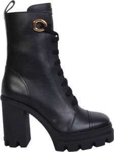 Giuseppe zanotti Zwarte Leren Enkellaarzen met Vierkante Neus Zwart Dames