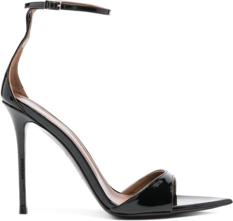 Giuseppe Zanotti Zwarte Leren Stiletto Sandalen met Gesp