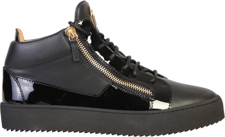 Giuseppe zanotti Zwarte Leren Veterschoenen Zwart Heren
