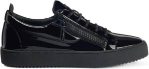 Giuseppe zanotti Zwarte Patent Lage Sneakers Zwart Heren