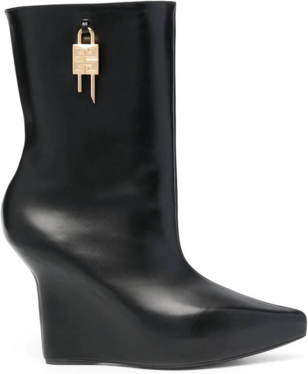 Givenchy Zwarte Leren Enkellaarzen Elegante Stijl Black Dames