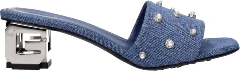 Givenchy Blauwe Stoffen Sandaal met Zijlogo
