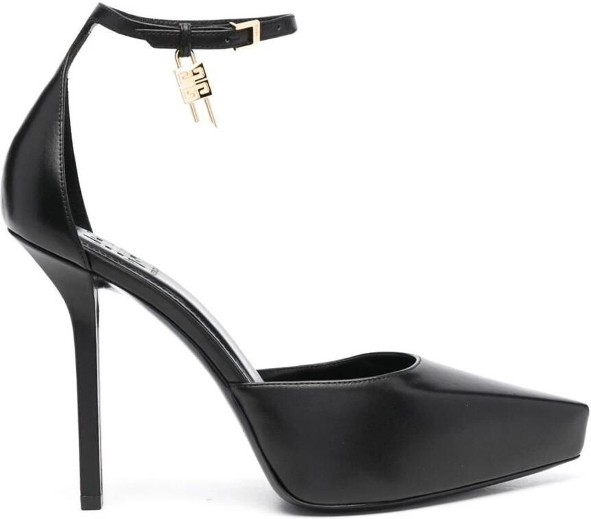 Givenchy Zwarte Kalfsleren Lock Platform Pumps Zwart Dames