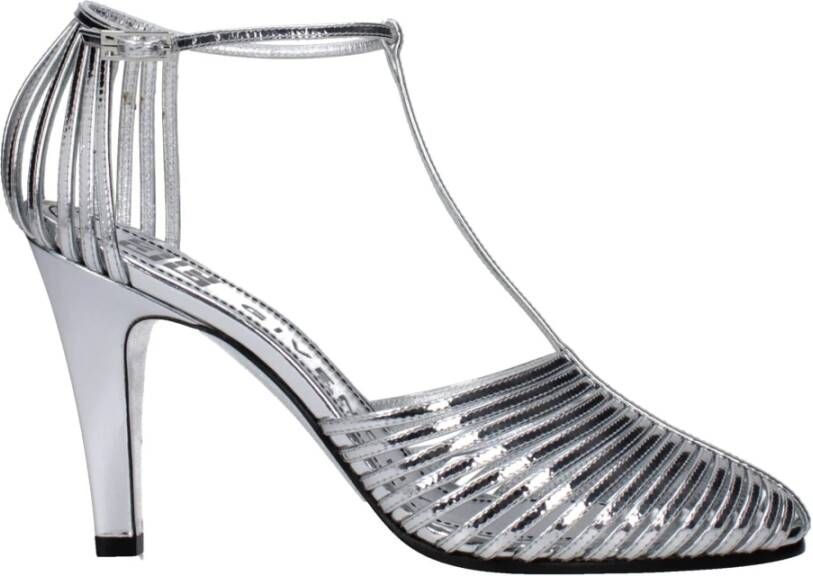 Givenchy Grijze Leren Sandaal Hoge Hak Gesp Sluiting