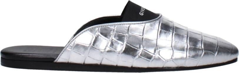 Givenchy Grijze Leren Slof met Vooraan Logo