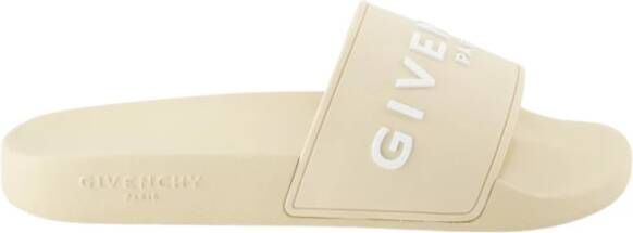 Givenchy Beige Slide Sandalen met Handtekening Print Beige Dames