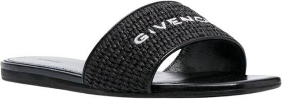 Givenchy Zwarte Geweven-Raffia Platte Muiltjes Black Dames