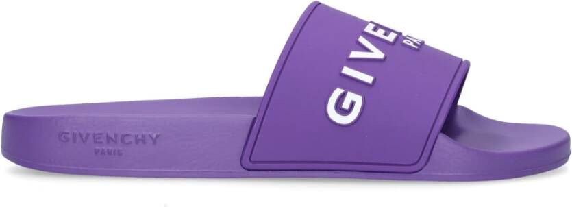 Givenchy Paris Rubber Sliders Purple Dames