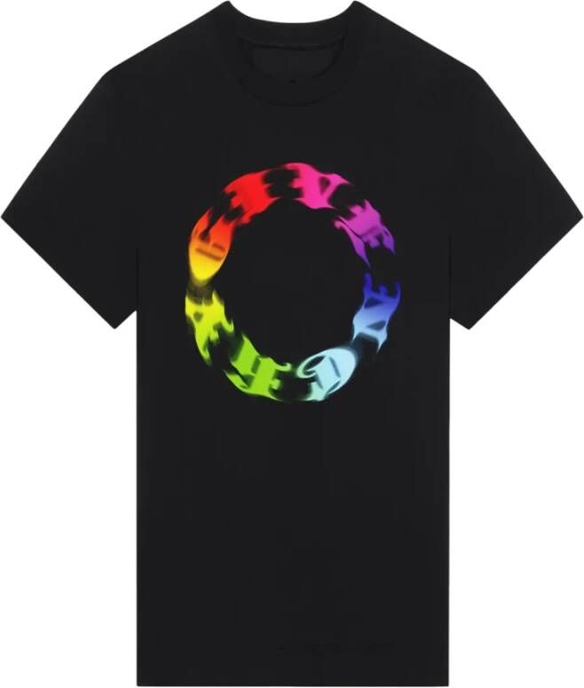 Givenchy Regenboog Cirkel Logo Zwarte T-Shirt