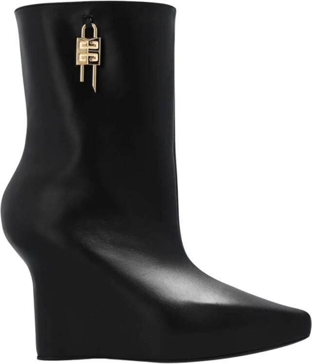 Givenchy Zwarte Leren Enkellaarzen Elegante Stijl Black Dames