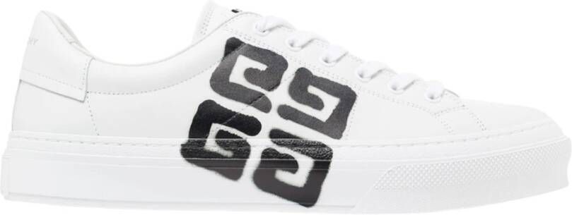 Givenchy Witte kalfsleren City Sport Graffiti Effect Sneakers Wit Heren