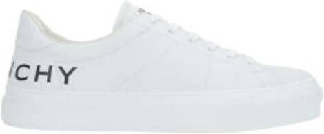 Givenchy Witte Leren Lage Sneakers met Logo Print White Heren