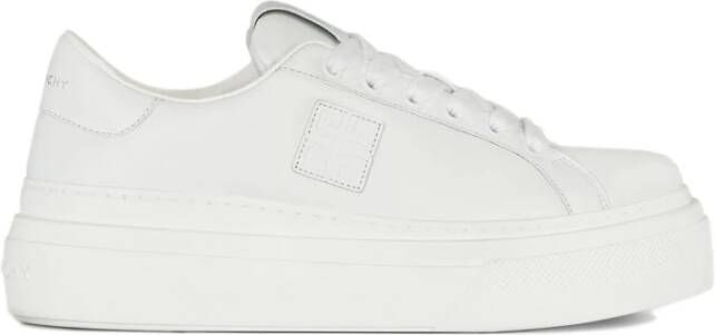 Givenchy Witte Leren Sneakers met 4G Patch White Dames