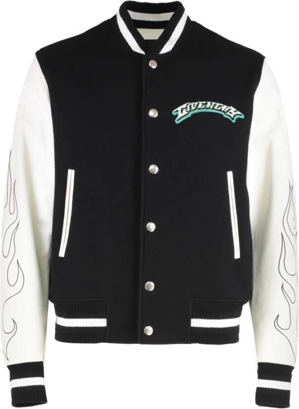 Givenchy Wollen Leren Bomberjack met Ribboorden