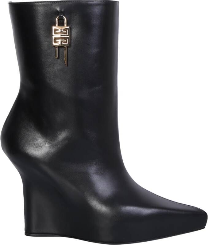Givenchy Zwarte Leren Enkellaarzen Elegante Stijl Black Dames