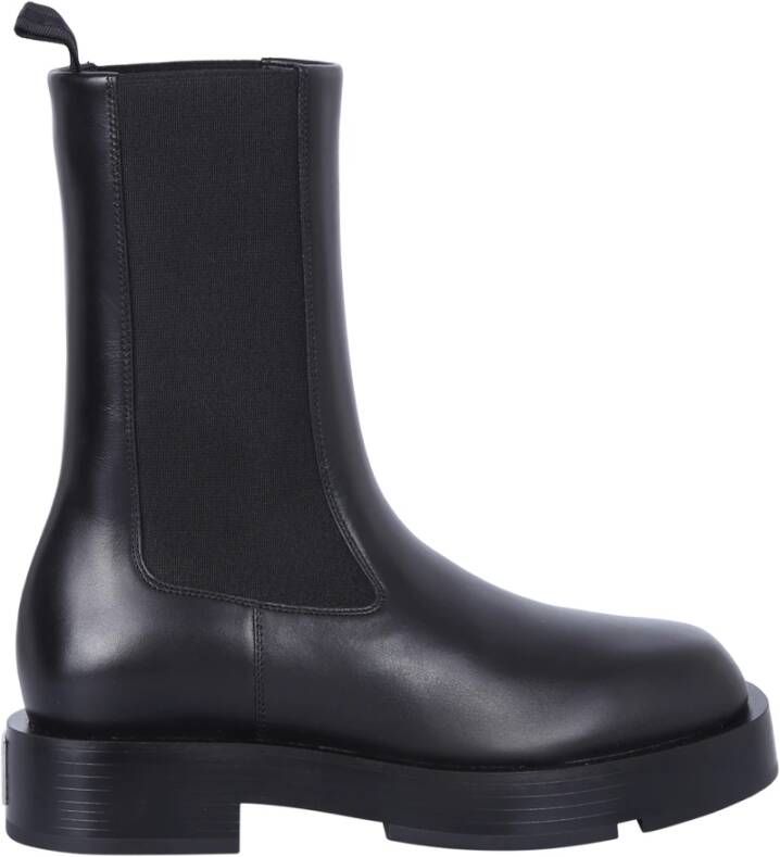 Givenchy Squared Chelsea Boots In Box Leather Zwart Dames