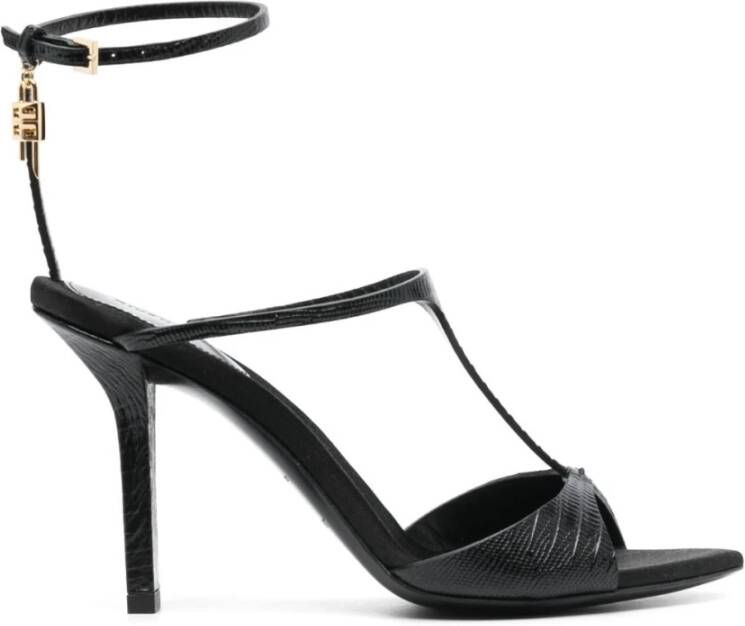 Givenchy Zwarte Hoge Hak Hagedis-Huid Sandalen Zwart Dames