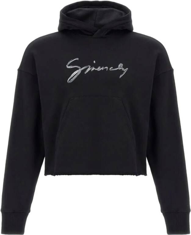 Givenchy Zwarte Hoodie Sweatshirt Voorzak Lange Mouwen Geribbelde Boorden